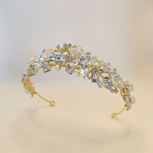 Corona BERLIN tocado novia quinceañera tiara corona peineta flores piedras gliter brillo