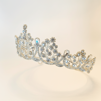 Corona LYON tocado novia quinceañera tiara corona peineta flores piedras gliter brillo